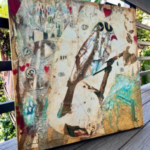 Canvas painting in frame Judy Paul "Lucky in Love" 24 inch x 24 inch